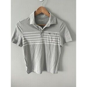 Vineyard Vines Edgartown Grey Striped Polo Shirt Boys Size Small L 16 Whale